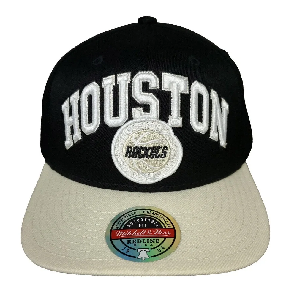 Houston Rockets Mitchell & Ness‎ NBA Redline Snapback Hat Cap 3D Logo Black NWT